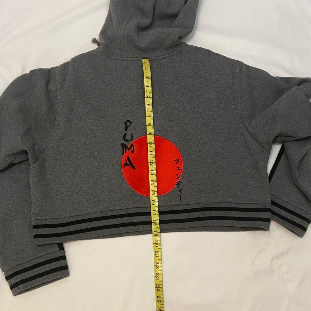 Puma Fenty By Rihanna Grey Rising Sun Lace-Up Cropped Hoodie.Size-Medium - Picture 4 of 11